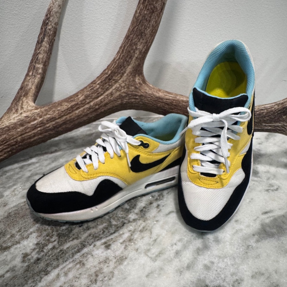 Vintage 2011 Nike Air Max 1 Citrine Yellow Gridiron White 319986-700 W Size 7
